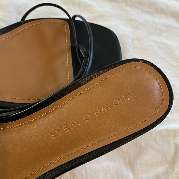 Who What Wear black leather strappy sandals, size 8 - Picture 3 of 6